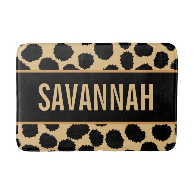 Individuelle Name Cheetah Animal Print Muster Clas Badematte (Vorderseite)