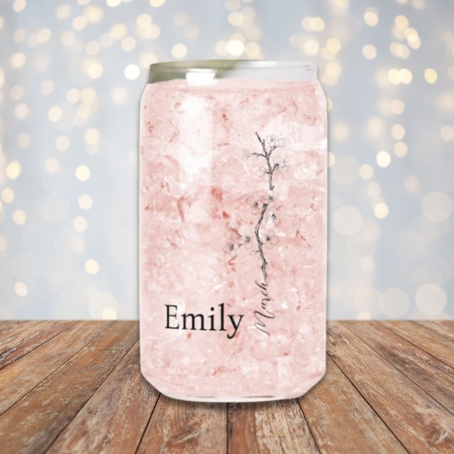 Individuelle Name Cherry Blossom März Geburtsdatum Dosenglas (Custom Name Cherry Blossom March Birth Flower Can Glass)