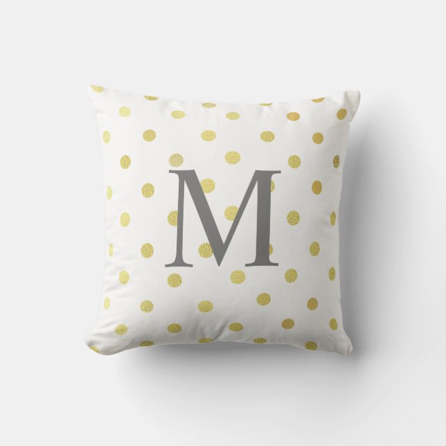 Individuelle Name Chic Imitate Foil Leaf Gold Dots Kissen (Vorderseite)