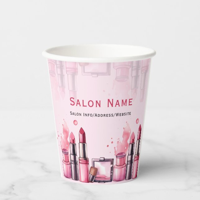 Individuelle Name Chic Salon Posh Kosmetik Pappbecher (Vorderseite)