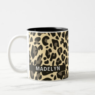 Individuelle Name Classic Leopard Print Design Mad Zweifarbige Tasse
