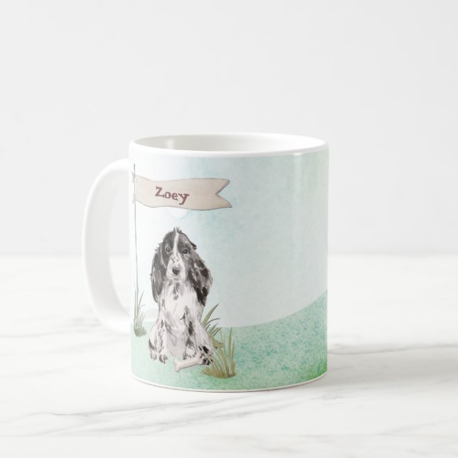 Individuelle Name Cocker Spanisch Haustier Hund Kaffeetasse (Vorderseite Links)