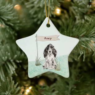 Individuelle Name Cocker Spanisch Haustier Hund Keramik Ornament