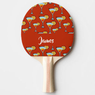 individuelle Name-Cocktailbrille auf rot Tischtennis Schläger
