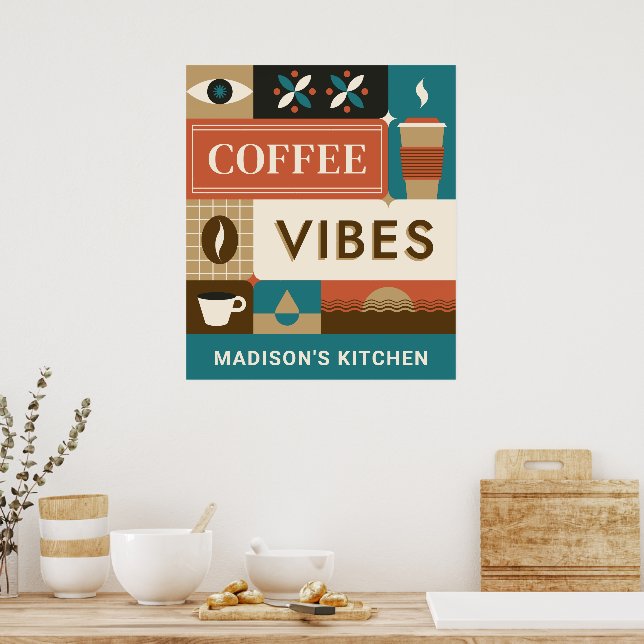 Individuelle Name-Coffee-Quotes Poster (Küche)