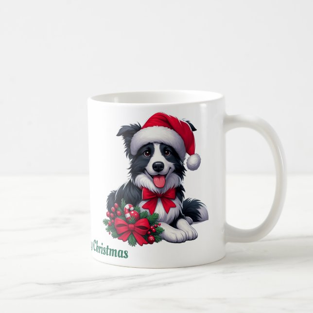 Individuelle Name, Collie Frohe Weihnachten Kaffeetasse (Rechts)