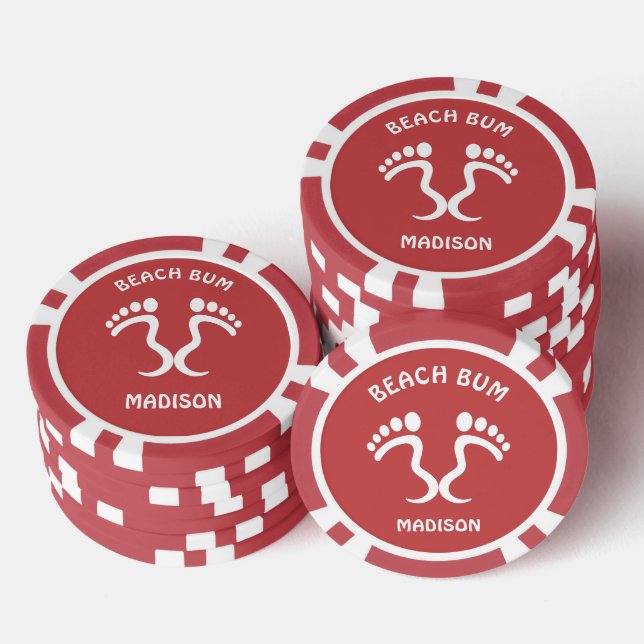Individuelle Name & Color Beach Bum Pokerchips (Stapel)