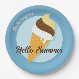 Individuelle Name & Color Ice Creme Hallo Papier T Pappteller
