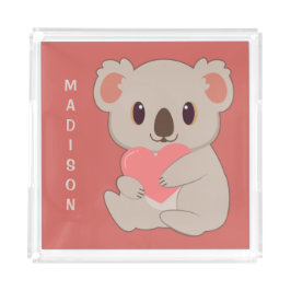Individuelle Name & Color Liebe Koala Acryl Tablett
