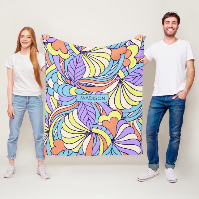 Individuelle Name Colorful Doodles Fleecedecke (Beispiel)