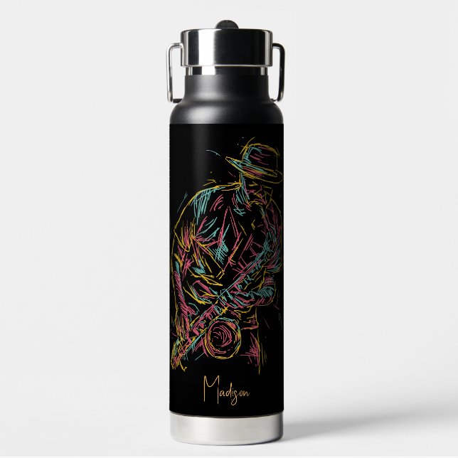 Individuelle Name Colorful Jazz Player Trinkflasche (Vorderseite)