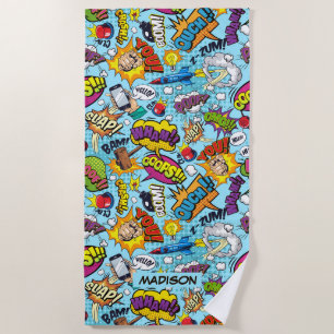 Individuelle Name Comic Muster Strandtuch