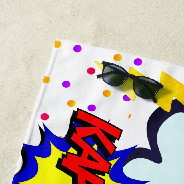 Individuelle Name Comic Sprechblasen Personalisier Strandtuch (Beispiel)