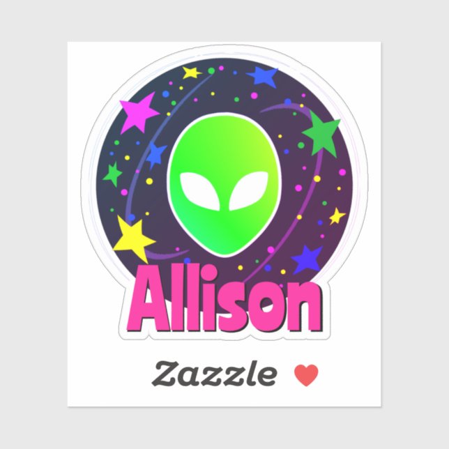 Individuelle Name Cool Funny Alien Space Galaxy St Aufkleber (Blatt)