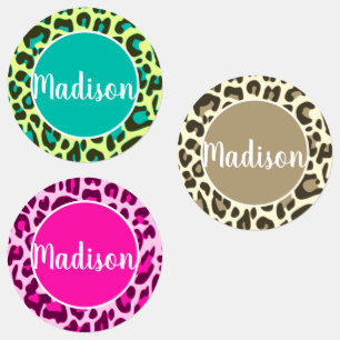 Individuelle Name Cool Leopard Tierfarbe Farbe hel Etiketten