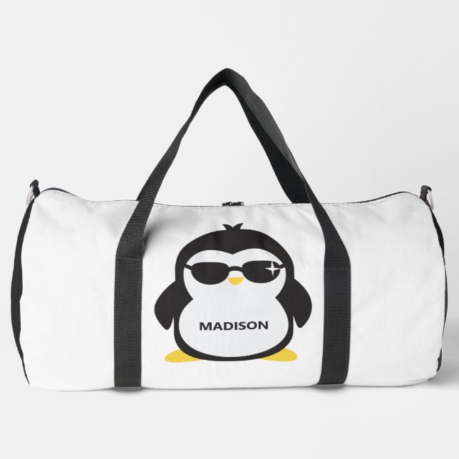 Individuelle Name cool Pinguin Duffle Bag (Vorderseite)