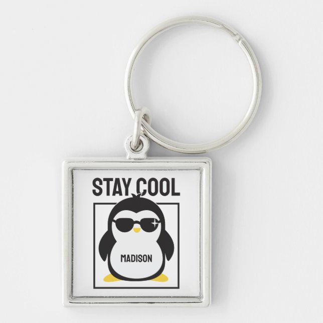 Individuelle Name cool Pinguin Schlüsselanhänger (Vorne)