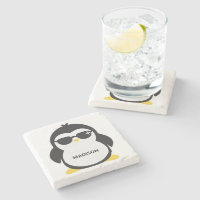 Individuelle Name cool Pinguin Untersetzer