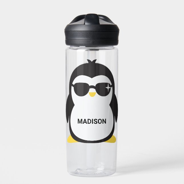 Individuelle Name Cool Pinguin Wasserflasche Trinkflasche (Vorderseite)
