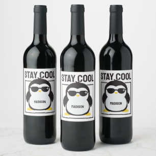 Individuelle Name cool Pinguin Weinetikett