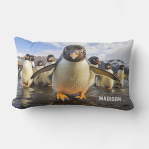 Individuelle Name Cool Pinguine Kissen Für Draußen