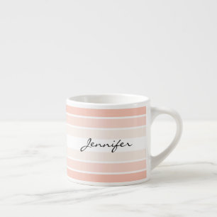 Individuelle Name Coral Pastel Stripes Espresso Ta Espressotasse