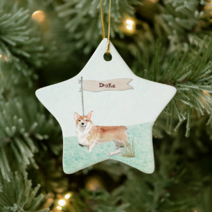 Individuelle Name Corgi Pet Dog Keramik Ornament
