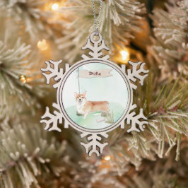 Individuelle Name Corgi Pet Dog Schneeflocken Zinn-Ornament
