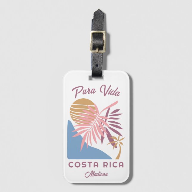 Individuelle Name Costa Rica Motto Pura Vida Gepäckanhänger (Vorderseite Vertikal)