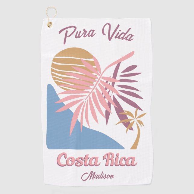 Individuelle Name Costa Rica Motto Pura Vida Golfhandtuch (Vorderseite)
