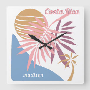 Individuelle Name Costa Rica Quadratische Wanduhr