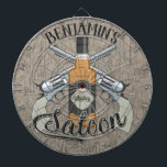 Individuelle Name Cowboy Revolver Gun Whiskey Salo Dartscheibe<br><div class="desc">Personalisiert NAME Cowboy Revolver Whiskey Saloon Geschenke - Alter Western Wild West Saloon Bar - Perfektes Geschenk für dieses Land Western Fan! Anpassen mit Ihrem Namen oder Text.</div>