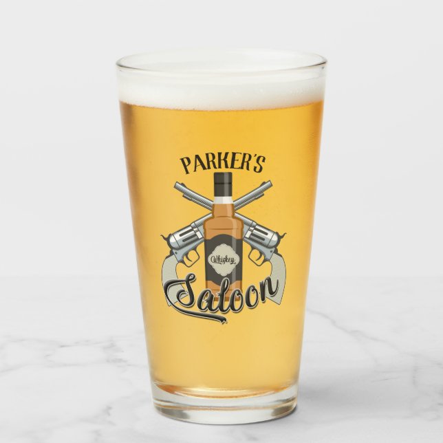 Individuelle Name Cowboy Revolver Gun Whiskey Salo Glas (Vorne (Gefüllt))
