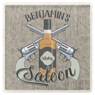 Individuelle Name Cowboy Revolver Gun Whiskey Salo Glasuntersetzer