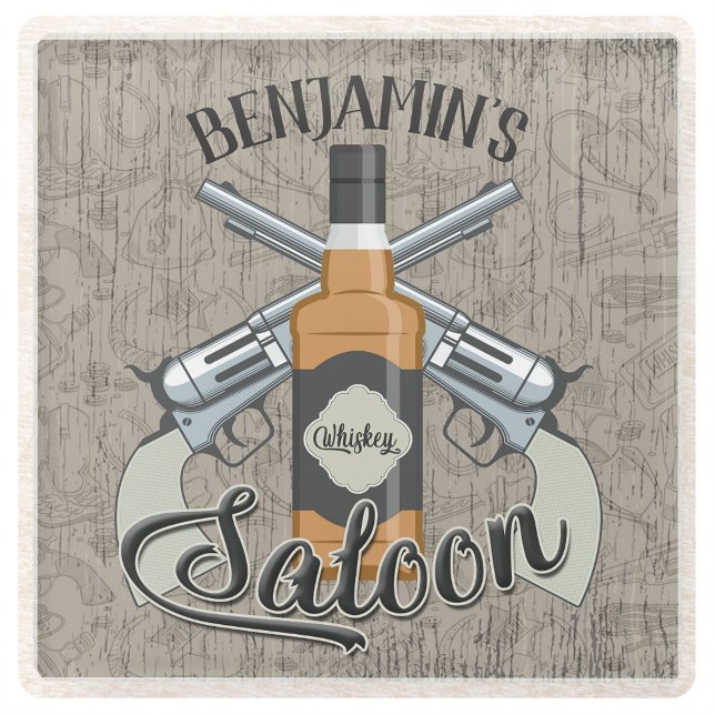 Individuelle Name Cowboy Revolver Gun Whiskey Salo Glasuntersetzer (Von Creator hochgeladen)
