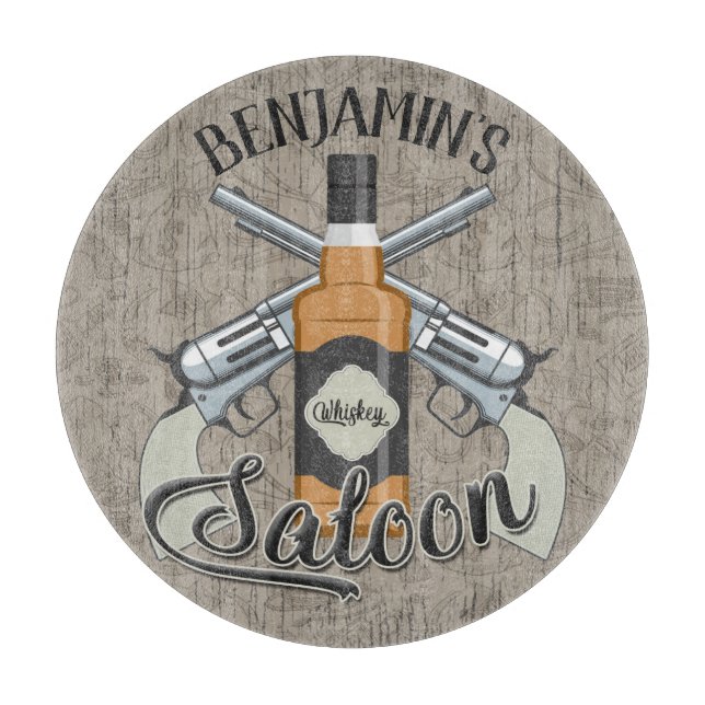 Individuelle Name Cowboy Revolver Gun Whiskey Salo Schneidebrett (Vorderseite)