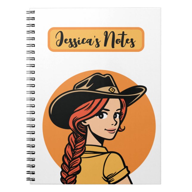 Individuelle Name Cowgirl Personalisiert Notebook Notizblock (Vorderseite)