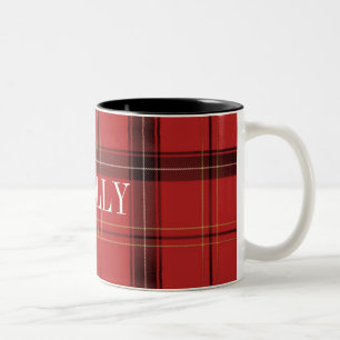 Individuelle Name Cozy Red Karierte/Tartan Ferieno Zweifarbige Tasse