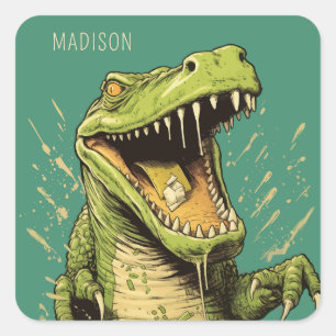 Individuelle Name Crocodile Quadratischer Aufkleber