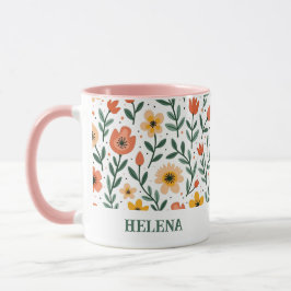 Individuelle Name Custom Message Floral Tasse
