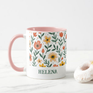 Individuelle Name Custom Message Floral Tasse