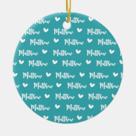 Individuelle Name Cyan Color Liebe Icon Baby Blank Keramik Ornament