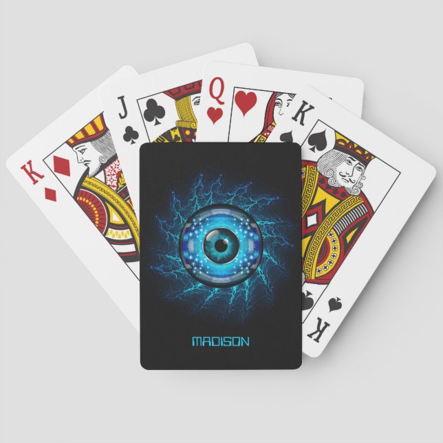 Individuelle Name Cyber Circuit Eye Spielkarten (Rückseite)