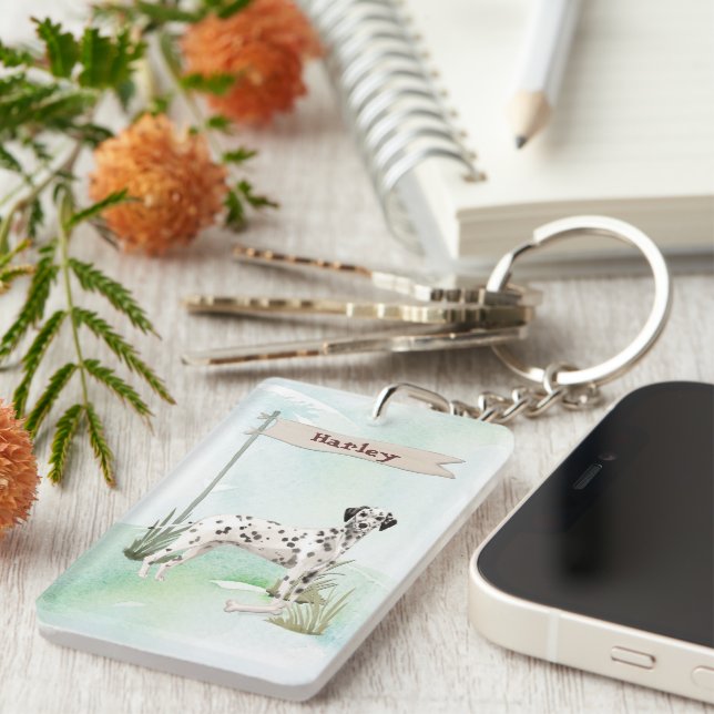 Individuelle Name Dalmatiner Haustier Hund Schlüsselanhänger (Vorderseite rechts)