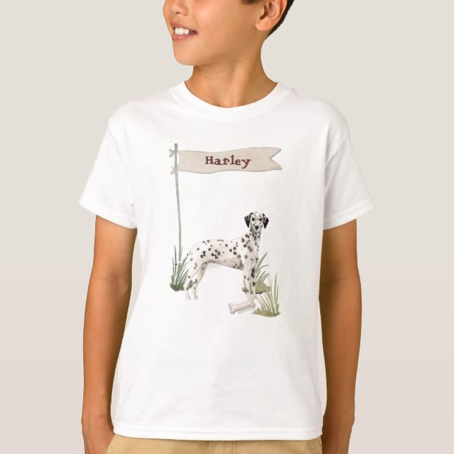Individuelle Name Dalmatiner Haustier Hund T-Shirt (Vorderseite)