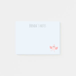 Individuelle Name Dancing Birdie Pink Blue 4x3 Post-it Klebezettel