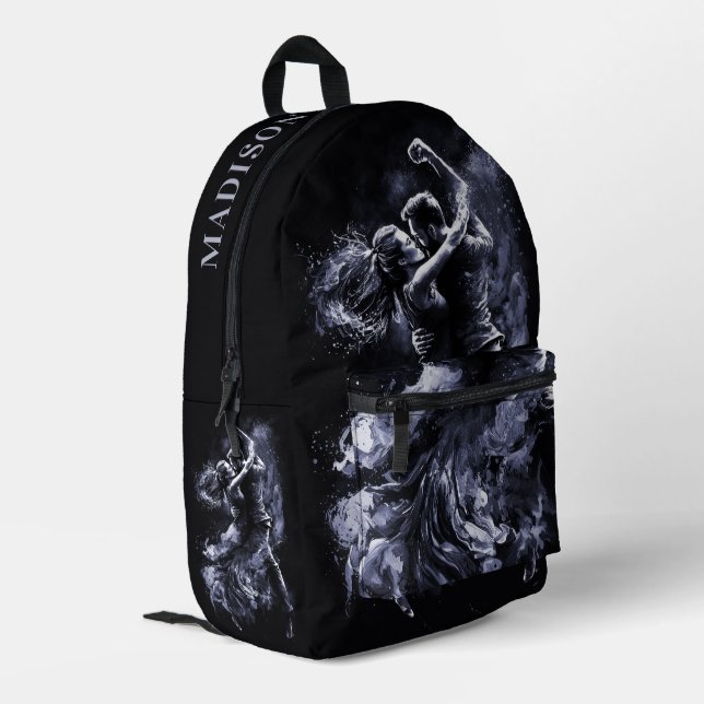 Individuelle Name Dancing Couple Bedruckter Rucksack (Rückseitige Ecke links)