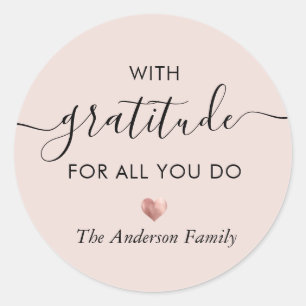 Individuelle Name Dankbarkeit Moderne Schrift Dank Runder Aufkleber