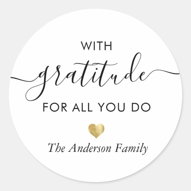 Individuelle Name Dankbarkeit Modernes Drehbuch Vi Runder Aufkleber (Vorderseite)