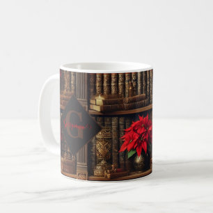 Individuelle Name Dark Academia Poinsettia Bibliot Kaffeetasse